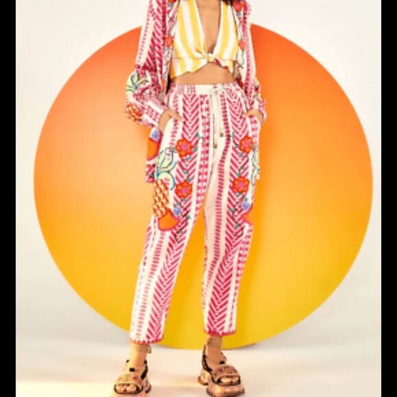 Farm Rio Colorful Embroidered Pants - Picture 1 of 10